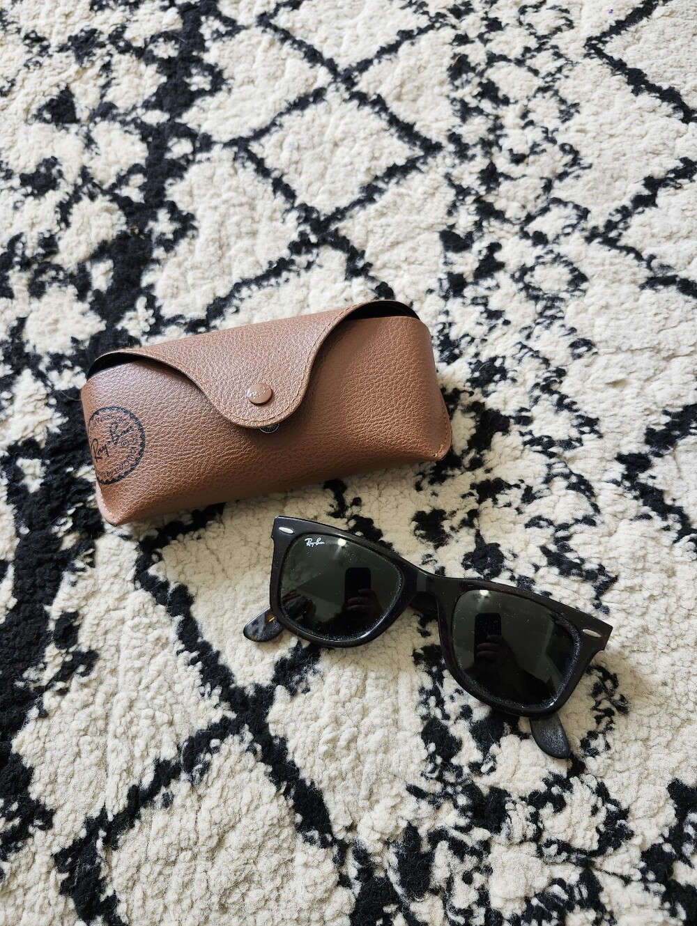 Ray-Ban Men's Black Wayfarer Sunglasses with Brown Case